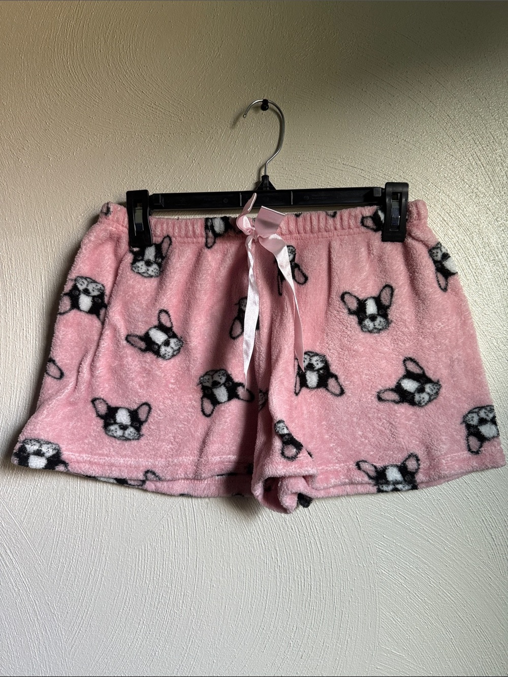 Cozy Pink Fleece Kids Shorts with Dog Print